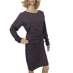 ATHLETA Solitude Dress Purple Fitted Wrap Rayon Long Sleeved Sporty Dress